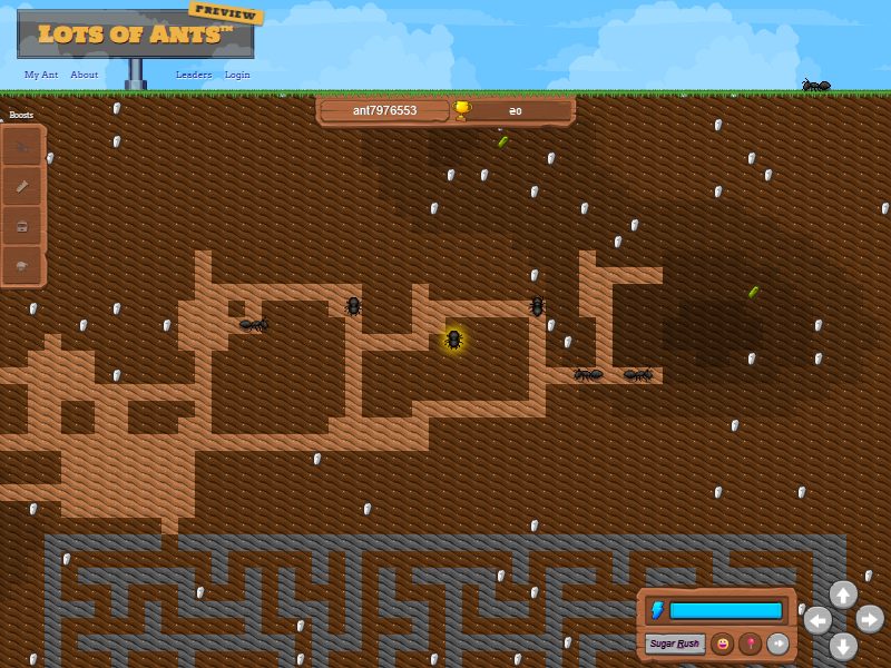 Lots of Ants: ants digging tunnels through dirt and ore